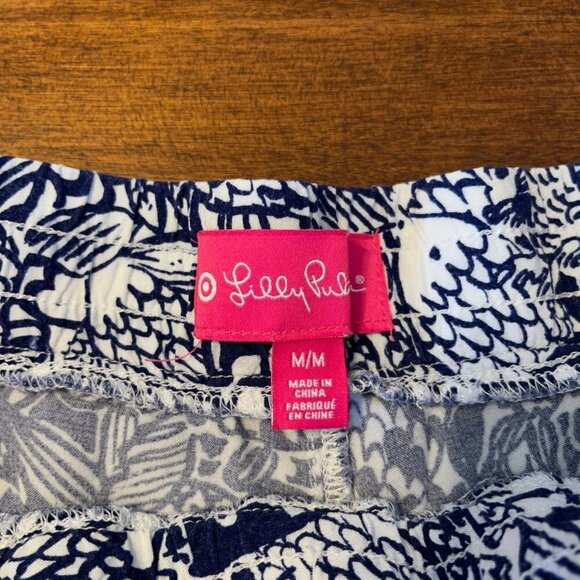 Lilly Pulitzer for Target blue white print pompom shorts medium - Picture 4 of 15